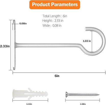 Metal Hanging Plant Hooks 6in 4Pack Decorative Wall Plant Hanger for Hanging Lanterns Bird Feeder Flower Basket Home Decor Indoor & Outdoor White