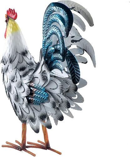 Metal Rooster Statue Garden Chicken Sculpture Decoration Metal Yard Art for Yard Outdoor Indoor Decoration (#D)