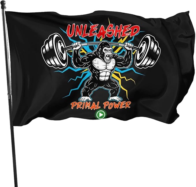 Gorilla Flag Outdoor Heavy Duty Gym Banner Double Sided 3x5 Ft Fitness Workout Flags with Brass Grommets for Room Decor, Bedroom, Garden, House Decoration