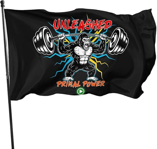 Gorilla Flag Outdoor Heavy Duty Gym Banner Double Sided 3x5 Ft Fitness Workout Flags with Brass Grommets for Room Decor, Bedroom, Garden, House Decoration