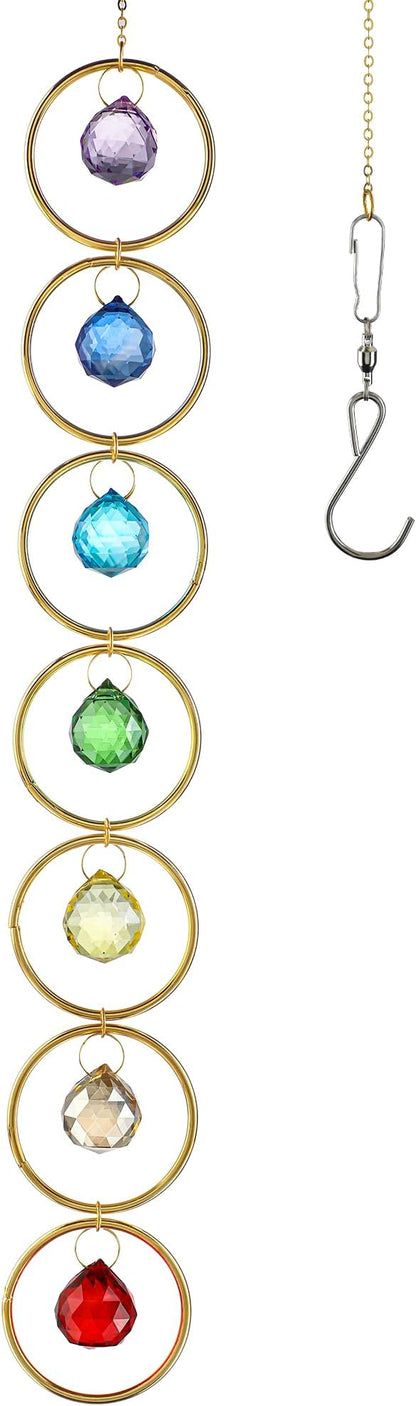 7 Chakras Healing Crystals Hanging Chakra Wall Decor Pendant Ornaments 7-Color 20 mm Crystal Balls for Wind Chimes, Hanging Sunlight Catcher, Window Ornament, Meditation, Fengshui, Yoga
