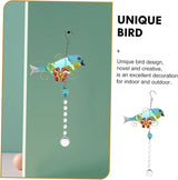 Glass Bird Statue Hanging Pendant Creative Songbird Sculpture with Lifelike Crystal Design Iron Garden Decor for Outdoor and Patio Decoration