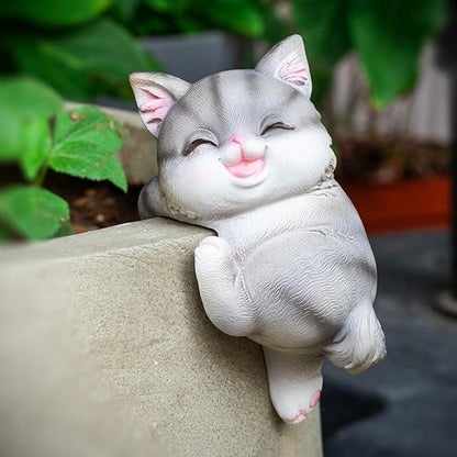 Cat Flower Pot Huggers for Flower Pots, Cute Plant Pot Hanger Ornaments, Funny Plant Decorations for Pots, Resin Cat Figurines for Garden Planters Edge Hanging Decor (C)