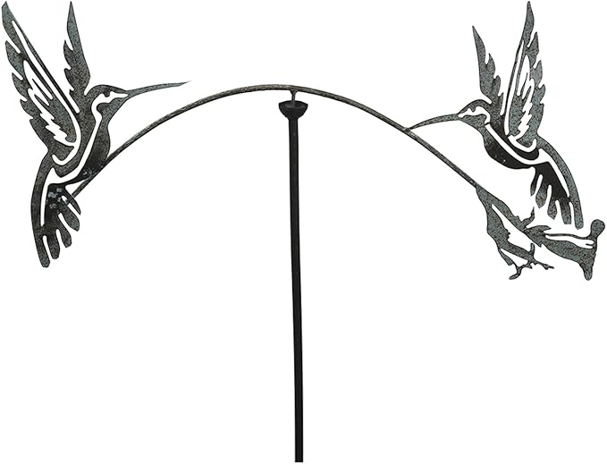 Red Carpet Studios Garden Stake Decorative Metal Balancing Buddies Yard Art, 48" Tall, Silhouette Hummingbirds