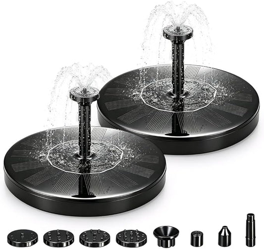 Solar Fountain for Bird Bath, 2026 New Floating Mini Solar Water Fountain with 6 Nozzles, Solar Birdbath Fountain for Garden, Pond, Pool, and Outdoor (2, 6.3in)