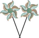 2 Pack Wind Spinner Outdoor Metal Vintage Green,Garden Pinwheels Waterproof Wind Sculptures, Small Windmills for Yard Lawn Outdoor Patio Lawn Garden Decor