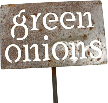 Classic Metal Garden Markers 19 Inches Tall (green onions, Naturally Rusted)