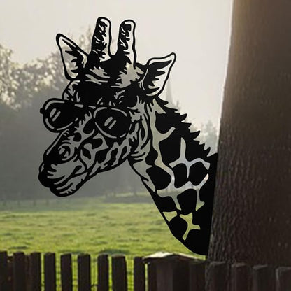 WADORN Giraffe Metal Garden Decor Stakes, Animals Iron Outdoor Tree Silhouette Stake for Tree Yard Garden Patio Metal Art Outdoor Sculpture Decor Gift for Housewarming Home Art Decor
