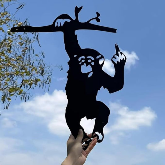 Flipping Off Bigfoot Peeking Animal Metal Sign Funny Middle Finger Yard Art Decor for Tree, Fence, or Corner Outdoor Farmhouse Garden Ornament for Home or Cabin Decoration (#M, 12IN)