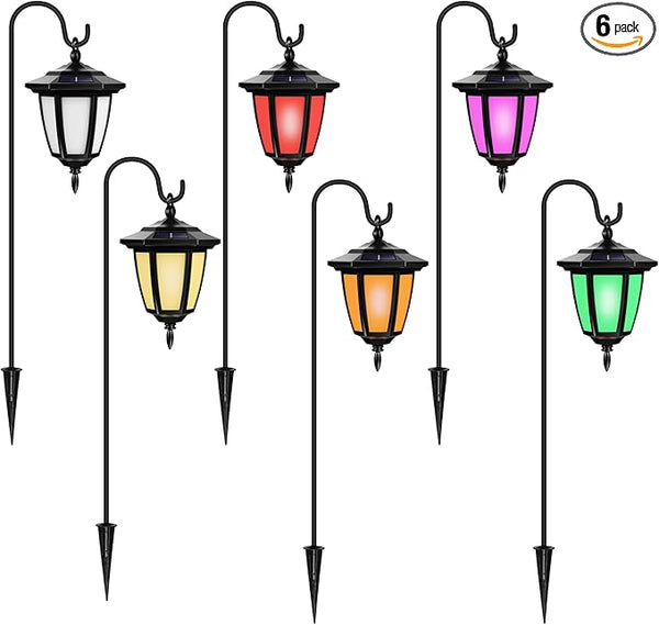 Viewsun 34 Inch Solar Hanging Lights, Shepherd Hook Lights with 4 Lighting Modes Waterproof Outdoor Decorative Solar Lantern Lights for Garden Decor, Patio, Backyard, Pathway, 6 Pack
