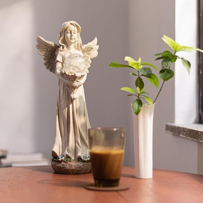 Angel Statue for Garden - 16.3 inches Guardian Solar Garden Statues with Solar Lights, Angel Figurines Gardening Gifts for Mom Grandma Lawn Outdoor Ornaments Figurines for Outdoor Decor