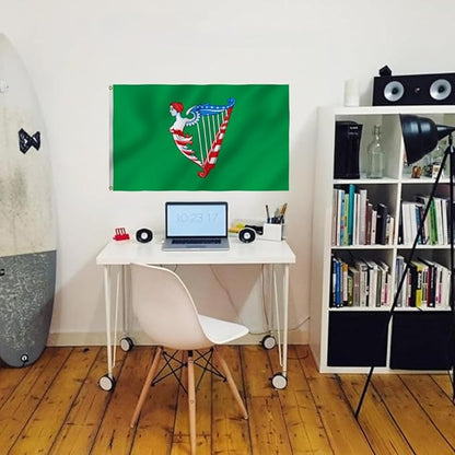 Green Harp Ireland Flag 6X10FT, Am Harp Flags,Both Sides Printed, Men Women Banner,Vibrant Colors, Double Stitched with 2 Brass Grommets, Bar Garden Street Decoration, GYM, Office Decor,Indoor Outdoor Use,Gifts. (US-Green, 3x5ft)