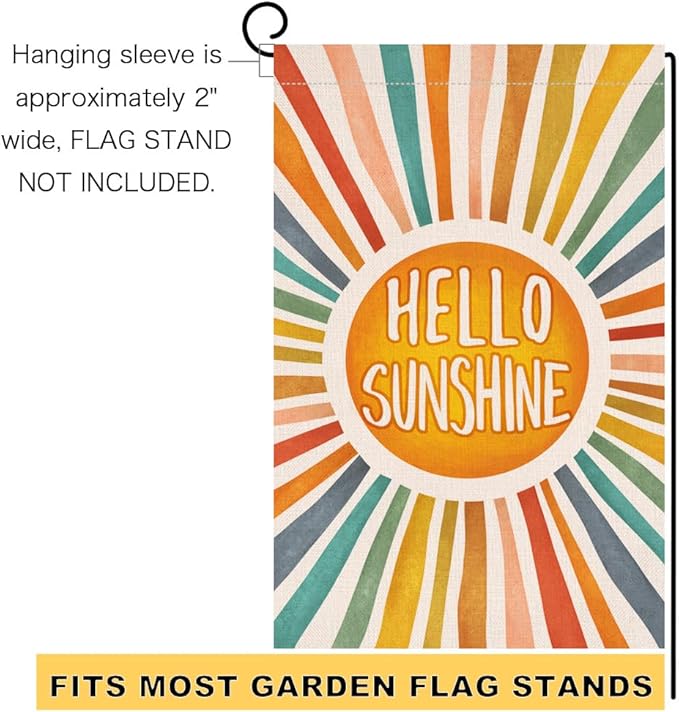 BLKWHT Hello Sunshine Summer Garden Flag 12x18 Vertical Double Sided Colorful Farmhouse Holiday Outside Decorations Burlap Yard Flag BW643
