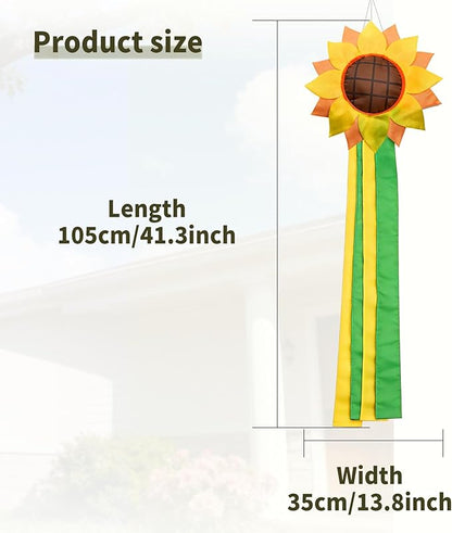 9KM DWLIFE Sunflower Windsock for Outside – 42 Inch Outdoor Windsock Hanging Decor | Durable Polyester Garden Wind Sock Flag for Yard, Patio, Deck, Porch Seasonal Decoration
