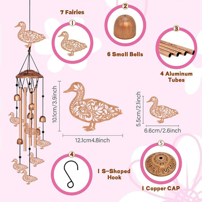 ORIGACH Duck Wind Chimes, Metal Wind Chimes for Outside, Decor for Lawn, Patio, Home, Garden, Large Animal Wind Chime Gifts for Birthday Family & Friends