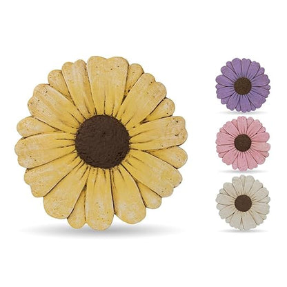 Landoraloria Cement Flower Stepping Stone 10” Daisy Garden Path Stone for Yard & Walkway Handcrafted Non-Slip Outdoor Patio Decor Weather-Resistant Cement Stone (Yellow)