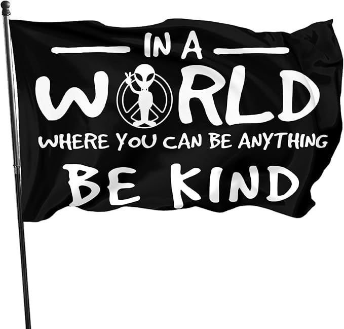 Peace Alien Be Kind Flag 3x5 Ft Outdoor Indoor With Grommet Garden Yard Banner Decorative Sign