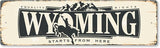 SmartSign 4 x 14 inch Wyoming State Vintage Metal Sign “Equality Rights Start From Here”, 40 mil Rustproof Aluminum with Clear Overcoat, Retro Wall Décor, Multicolor, Made in USA
