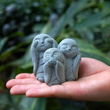 OwMell Japanese Jizo Monk Statue, Buddha Jizo Figurine Memorial Aquarium Statue Ornament - No Evil
