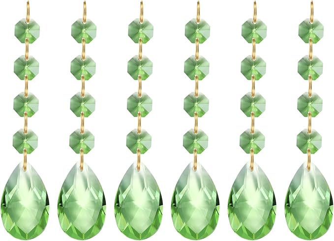 PATIKIL Teardrop Crystal Chandelier Pendants Beads, 6 Pack 120mm Length 38mm Chandelier Prisms Parts Ornaments Hanging Beads for DIY Arts Crafts Decoration, Light Green
