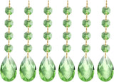 PATIKIL Teardrop Crystal Chandelier Pendants Beads, 6 Pack 120mm Length 38mm Chandelier Prisms Parts Ornaments Hanging Beads for DIY Arts Crafts Decoration, Light Green