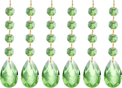 PATIKIL Teardrop Crystal Chandelier Pendants Beads, 6 Pack 120mm Length 38mm Chandelier Prisms Parts Ornaments Hanging Beads for DIY Arts Crafts Decoration, Light Green