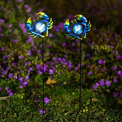 Outdoor Garden Solar Lights,Crab Outdoor Figurine Lights with Stakes,Waterproof Decorative Solar Decor for Patio,Yard,Lawn,Decorative Garden Stakes Present for Mom Women