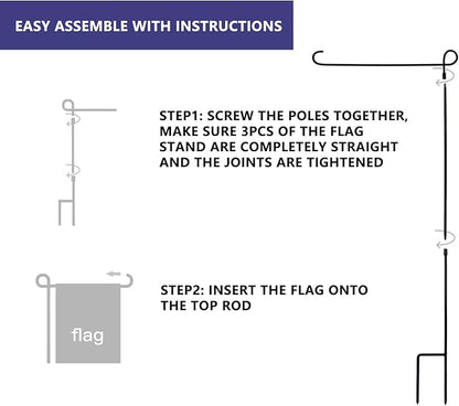 YEAHOME 2PC Premium Garden Flag Stand Holder, Weather-Proof Metal Powder-Coated Flagpole for American, Christmas, Winter, Birthday Flags