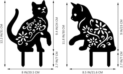 Metal Garden Stakes Decorative, Black Cat Silhouette Yard Decorations Outdoor Decor Patio Lawn Ornament Art for Women/Men/Cat Lovers Gifts