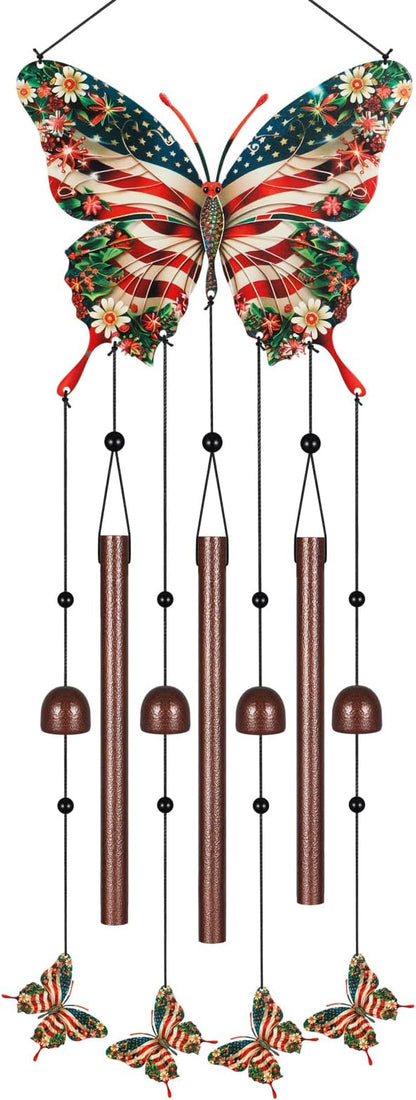 Gifts for Mom, Wind Chimes for Outside Perfect for Outdoor Gardens Patios Home Decor, Features Melodious Tones Create a Zen Atmosphere, Retirement Gifts for Women Men(Colorful Butterfly)