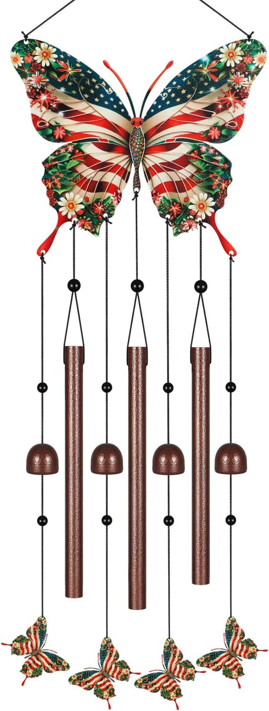 Gifts for Mom, Wind Chimes for Outside Perfect for Outdoor Gardens Patios Home Decor, Features Melodious Tones Create a Zen Atmosphere, Retirement Gifts for Women Men(Colorful Butterfly)