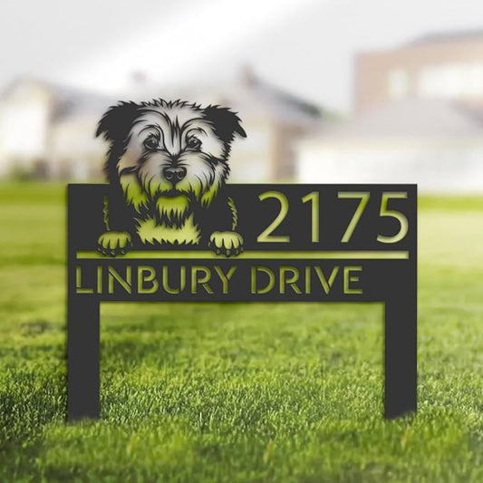 Glen of Imaal Terrier Dog Metal Address Sign House Number Glen of Imaal Terrier Stake Glen of Imaal Terrier Dog Sculptures Sign for Park Yard Lawn Courtyard Patio Ranch Farmer Gardening.