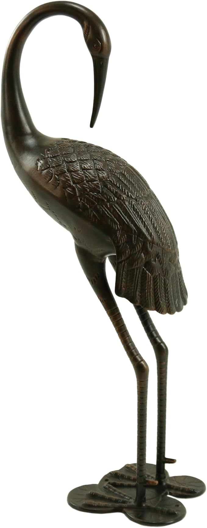 Polibi Sunny Outdoor 39" Crane Garden Statue, Cast Aluminum Bird Sculpture, Rustproof Metal Yard Art Decor, Shiny Copper Finish, No Assembly Patio Lawn Outdoor Decor