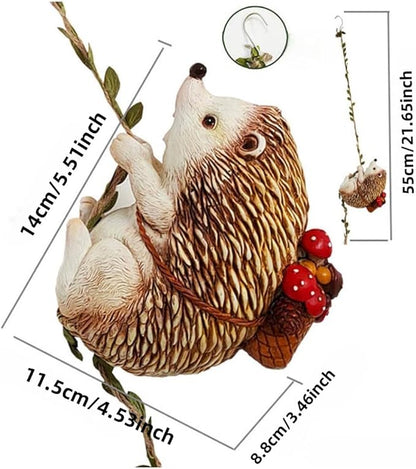 Hanging Hedgehog Statue Decoration, Climbing Hedgehog Figurine Ornament for Indoor Outdoor Home Garden Decor