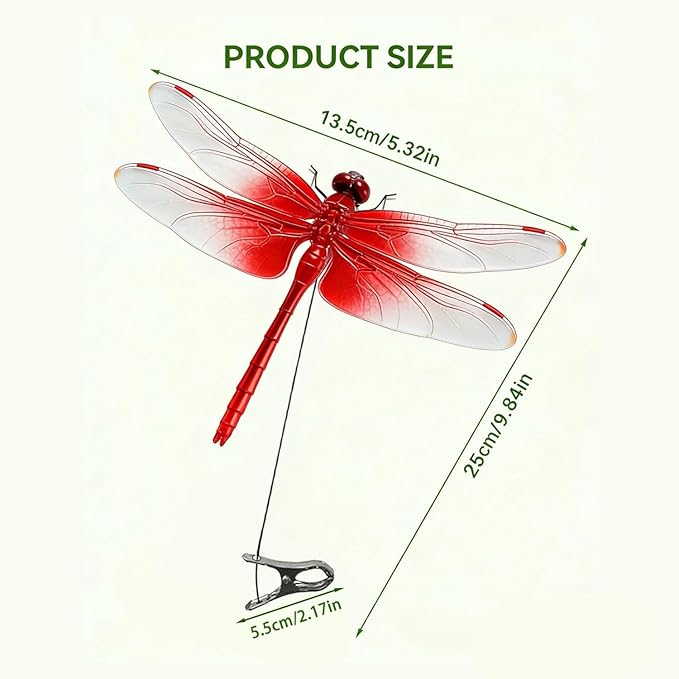 Upgrade 3D Simulation Fake Dragonfly Hat Clip to Keep Insects Away, 2026 New Plastic Dragonfly Garden Hummingbird Stakes with Sticks, Metal Garden Stakes Decorative Yard Ornaments Hat Golf Moving (16)