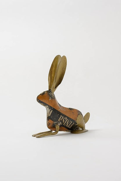 De Kulture Handcrafted Recycled Iron Gold Bunny Standing Decorative Collectible Figurine showpiece Beautify Home Office Holiday décor| Ideal for Garden Balcony Terrace Decoration,6x2x6.5 (LWH) inches