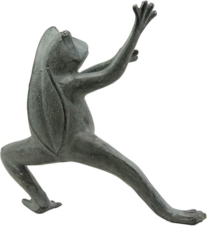 Ebros Gift Verdi Green Aluminum Metal Whimsical Tai Chi Kung Fu Frog Garden Statue Zen Feng Shui Martial Arts Frogs Home Garden Patio Pool Decorative Sculpture (Horse Stance)