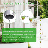 Rain Chains for Outside, 10FT Rain Water Chain with 12 Lily Cups, Adjustable Rain Gutter Chain with Bell for Eaves Drainage, Replacement for Downspout