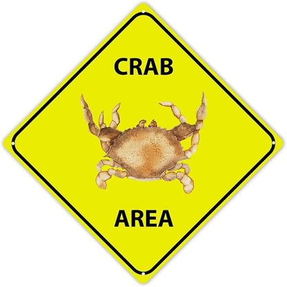 Crab Crossing Sign Caution CrabXing Sign Street Sign Wildlife Novelty Road Fence Wall Decor Warning Metal Tin Sign For Indoor Outdoor Highway10x10in