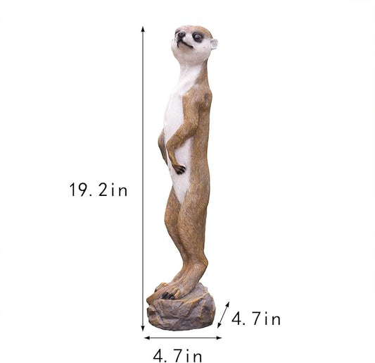 19.2 Inch Height,Outdoor Meerkat Sculpture Garden Decoration Standing Outdoor Sculpture, Weather-Resistant Resin, Brown