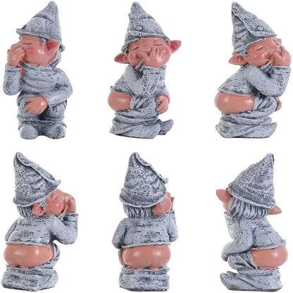 Funny Pooping Mini Statue, Naughty Resin Garden Gnome for Decor, Naked Miniature Dwarf Gnome Figurine for Home Garden Ornament