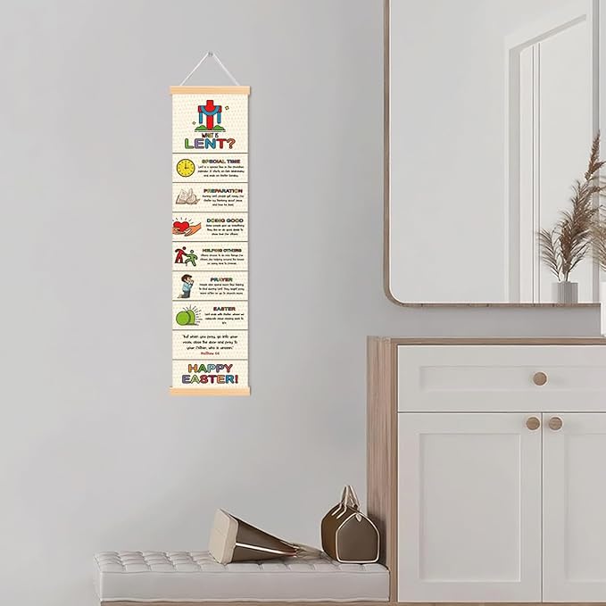 Easter Banner, What is Lent Poster, Rustic Hanging Door Banner, Wednesday Bible Study Supplies, Farmhouse Home Church Decor, Decorative Family Hanging of Scripture and Words Decorations 01