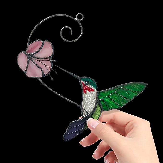 1PC Colorful Hummingbird Glass Window Decor Hanging Ornament, Home Wall Garden Decor, Hummingbird Light Catcher, Bird Lover Favorite Gardening Ornament