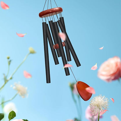 28" Wind Chimes for Outside. Deep Tone Lovely Wind Chimes with 6 Aluminum Tubes Courtyard Decoration. Windchimes Outdoor Create an Enjoyable Atmosphere & Give Mom a Gift