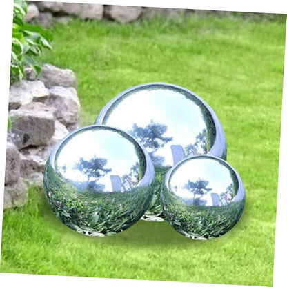 8-Inch Gazing Ball Mirror Polished Stainless Steel Garden Sphere, 304 Grade Reflective Globe for Outdoor Yard Decor, Weather Resistant Hollow Floating Ball for Patio Pond Landscape, Silver