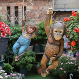 Monkey Statue - Hanging Monkey for Front Yard Decor, Durable Garden Sculptures & Statues, Monkey Figurines for Home & Garden Decor, Monkey Figurine for Animal Garden Decor (Chimp)