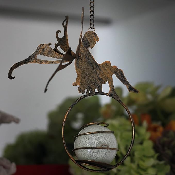 Retro Pendant Sculpture Garden Courtyard Balcony Indoor Iron Ornaments 5.5X3.5X14.1Inch