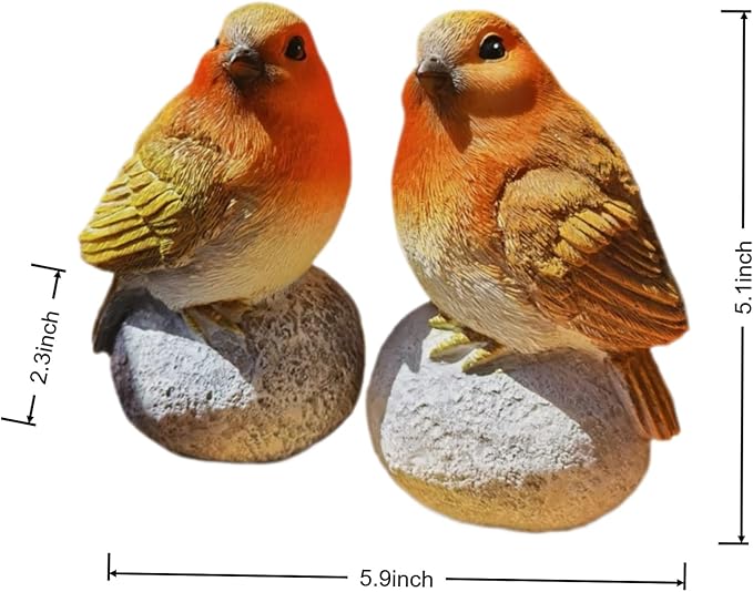 Bird Statue on Rock,Resin Garden Sculpture for Indoor Home Decor, Outdoors, Lightweight & Durable Patio Decor for Yard, Lawn, Housewarming Gift, Festival Gift. The Figurine Set of 2.
