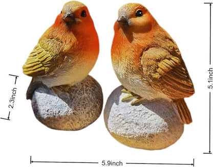 Bird Statue on Rock,Resin Garden Sculpture for Indoor Home Decor, Outdoors, Lightweight & Durable Patio Decor for Yard, Lawn, Housewarming Gift, Festival Gift. The Figurine Set of 2.