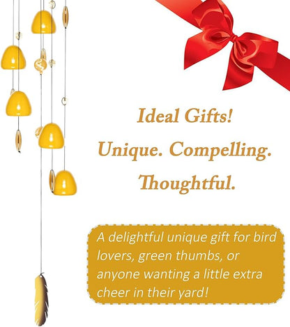 American Goldfinch Bird Wind Chimes with Bells, Large Unique Birds Chimes for Garden Backyard Church Hanging Decor, 40"
